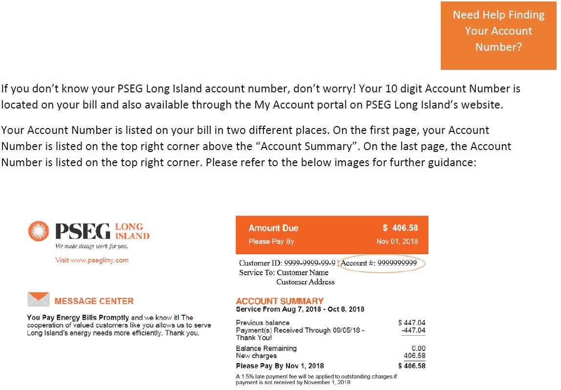 Need Help Finding Your PSEG Long Island Account Number 